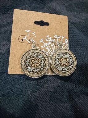 Gold and Silver Filigree Round Drop Earrings - Women Jewelry